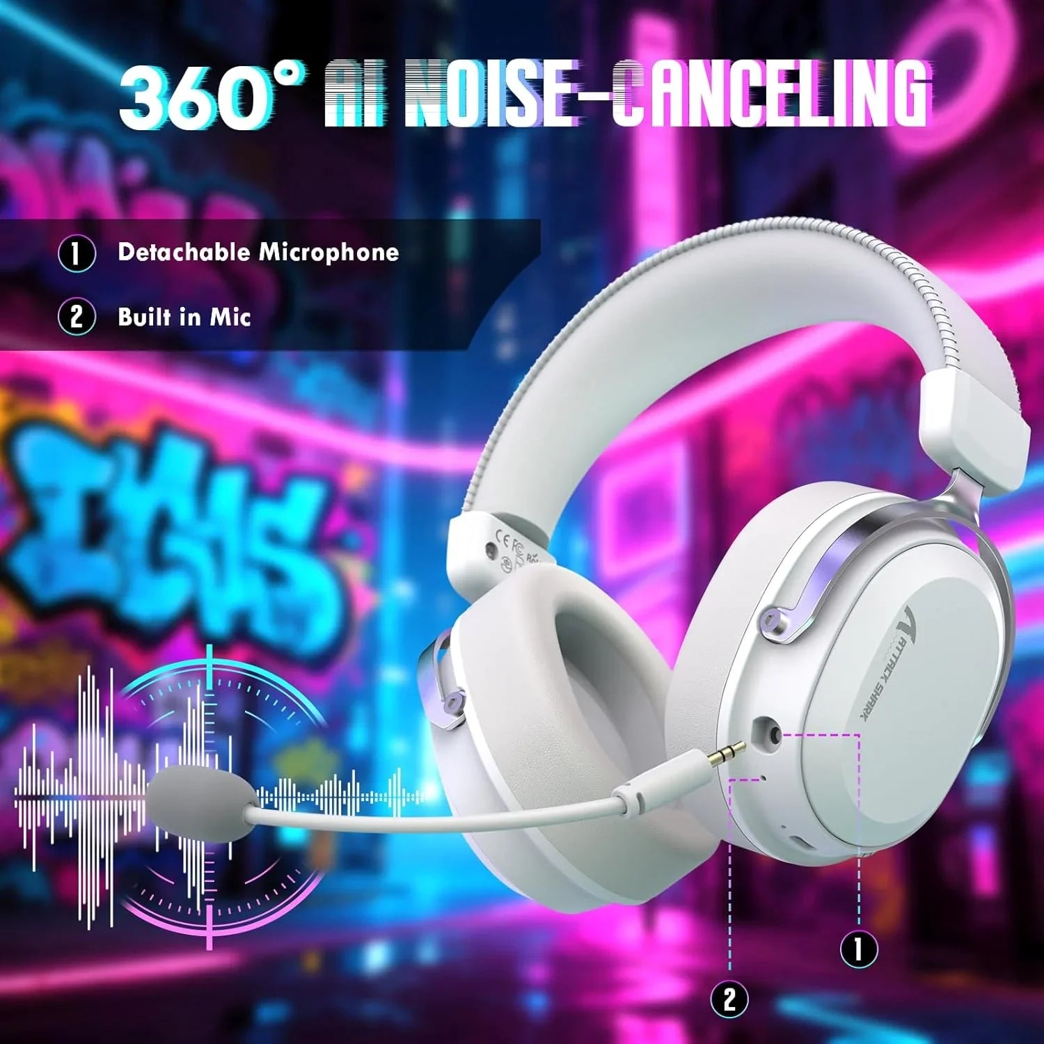 Attack shark l30pro wireless gaming headset with 2.4ghz/bt/wired long battery
