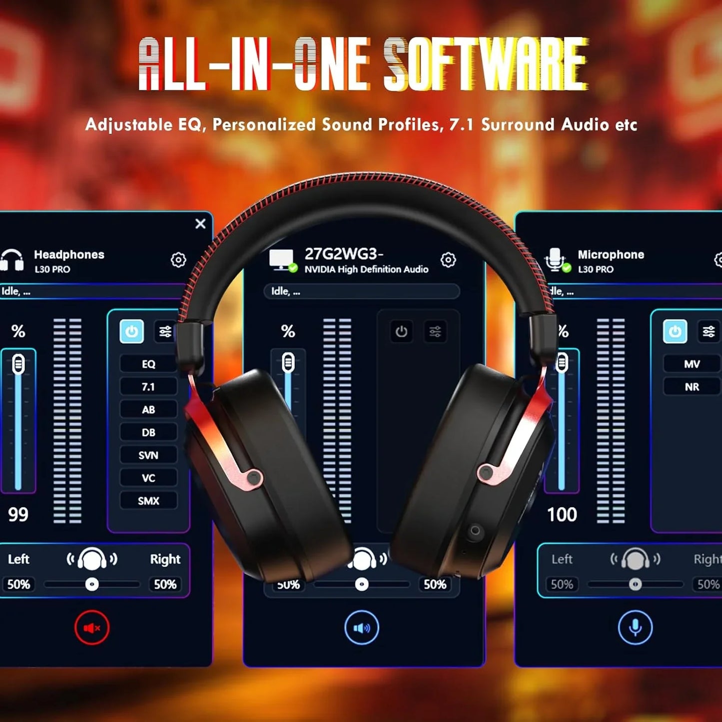 Attack shark l30pro wireless gaming headset with 2.4ghz/bt/wired long battery