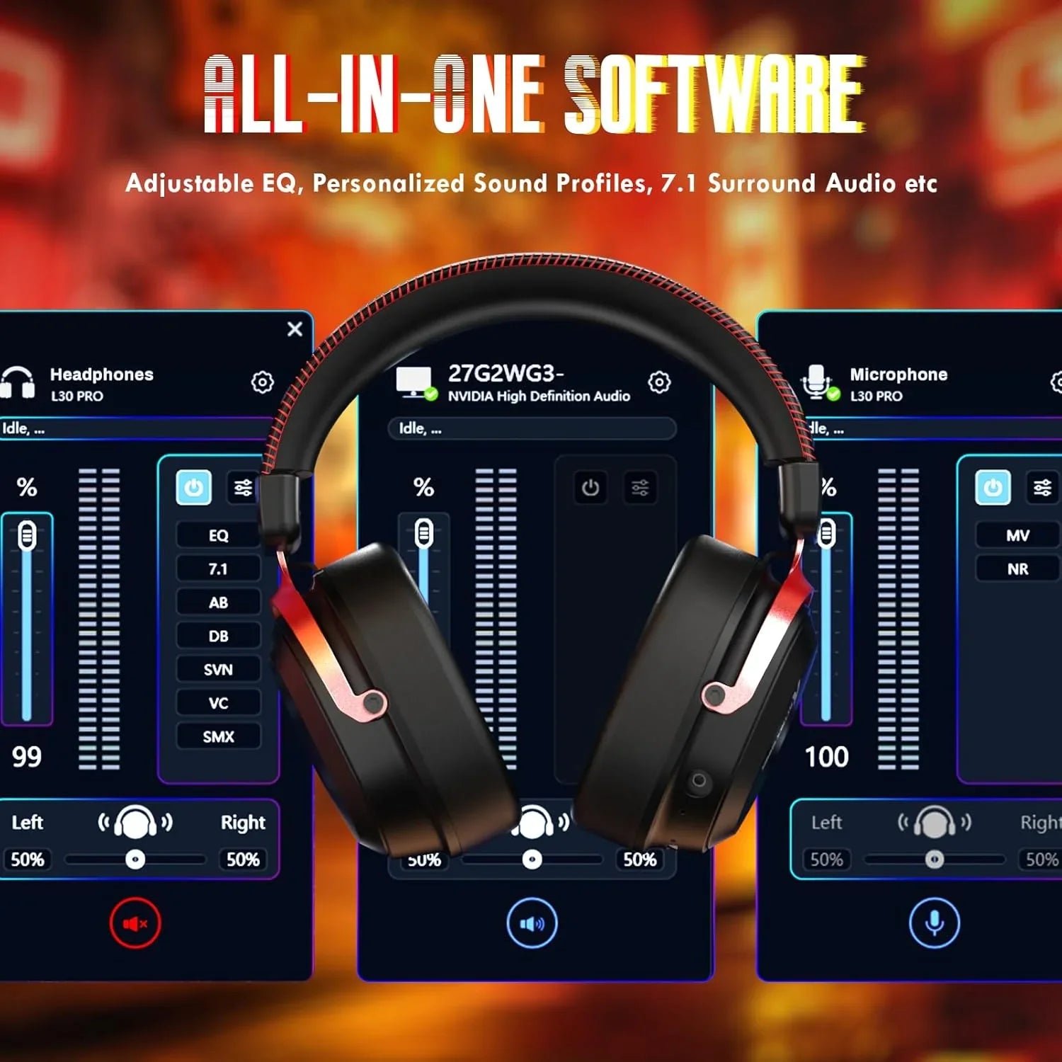 Attack shark l30pro wireless gaming headset with 2.4ghz/bt/wired long battery