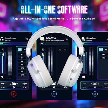 Attack shark l30pro wireless gaming headset with 2.4ghz/bt/wired long battery