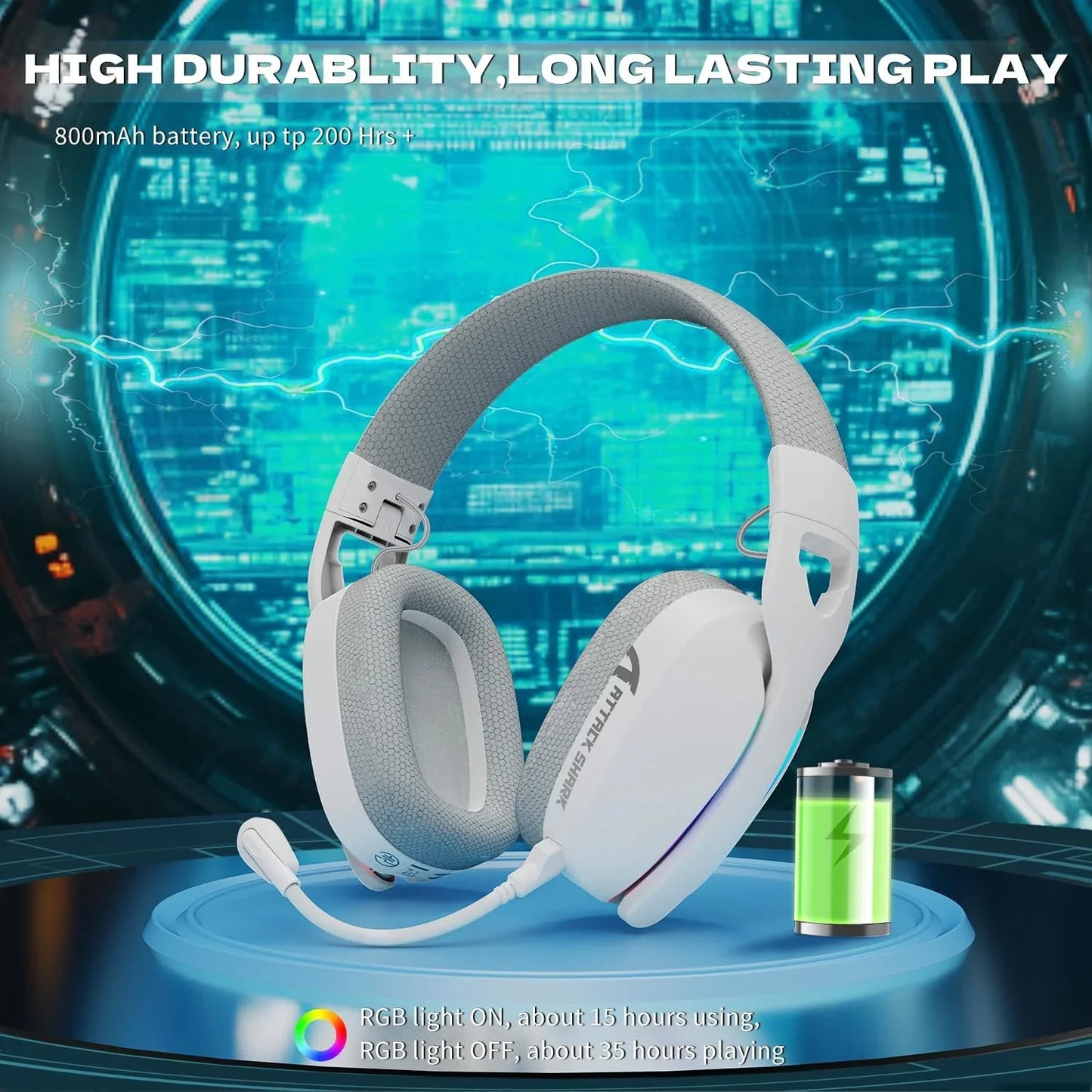 Attack shark l90 ultra-light wireless headset,rgb,foldable,triple-