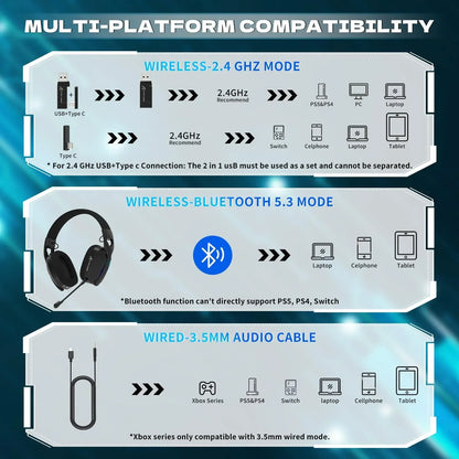 Attack shark l90 ultra-light wireless headset,rgb,foldable,triple-
