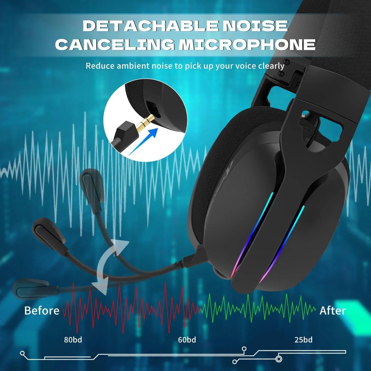 Attack shark l90 ultra-light wireless headset,rgb,foldable,triple-