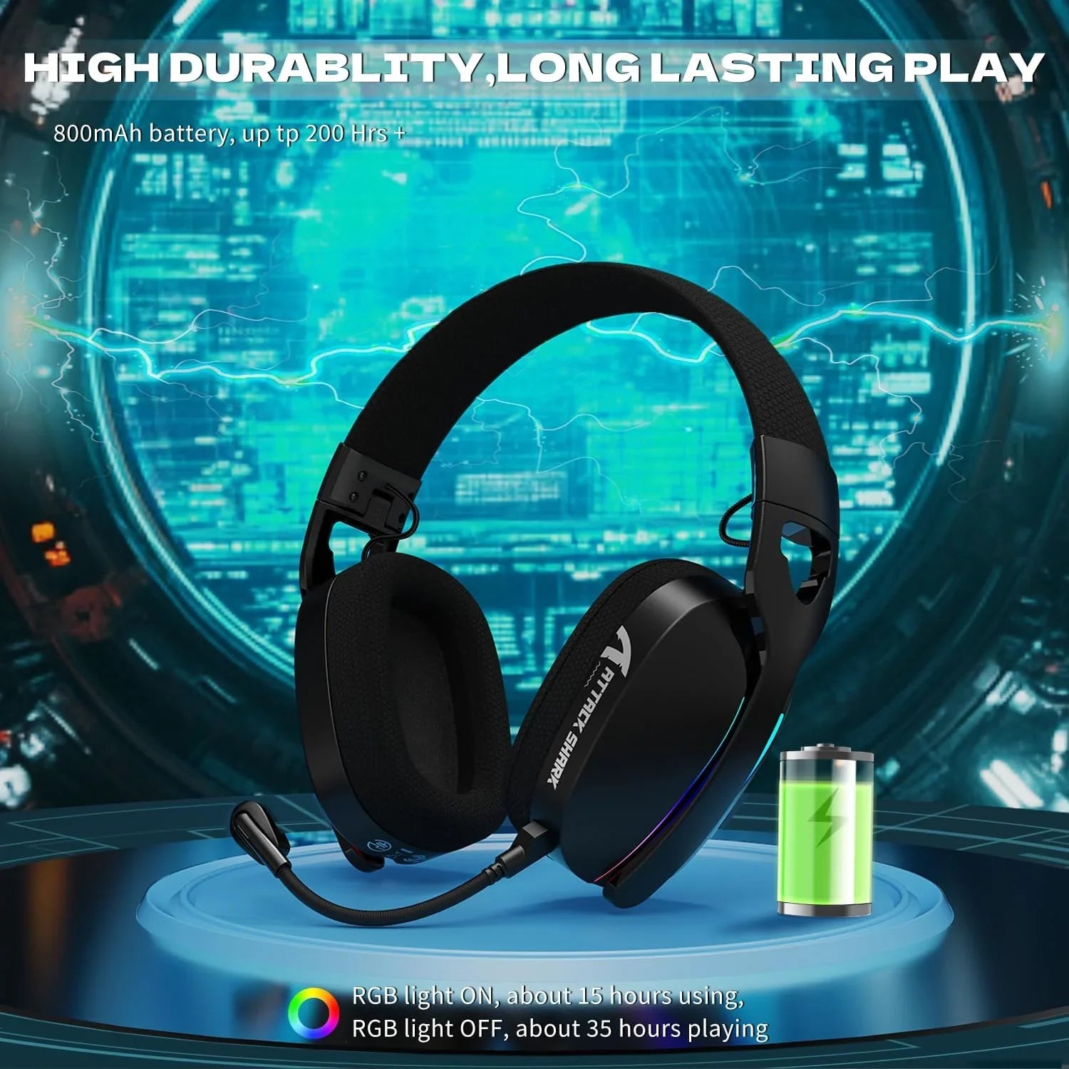 Attack shark l90 ultra-light wireless headset,rgb,foldable,triple-