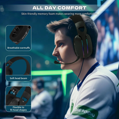 Attack shark l90 ultra-light wireless headset,rgb,foldable,triple-