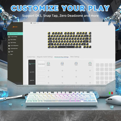 Attack shark r82he rapid trigger wired mechanical gaming keyboard tkl nkro
