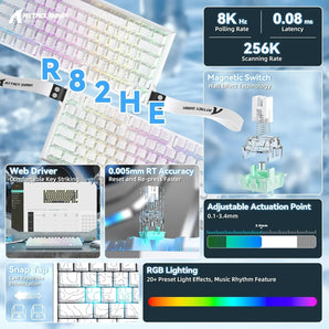 Attack shark r82he rapid trigger wired mechanical gaming keyboard tkl nkro