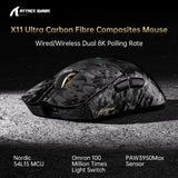 Attack shark x11 ultra 8k carbon fiber wireless gaming mouse with 42000