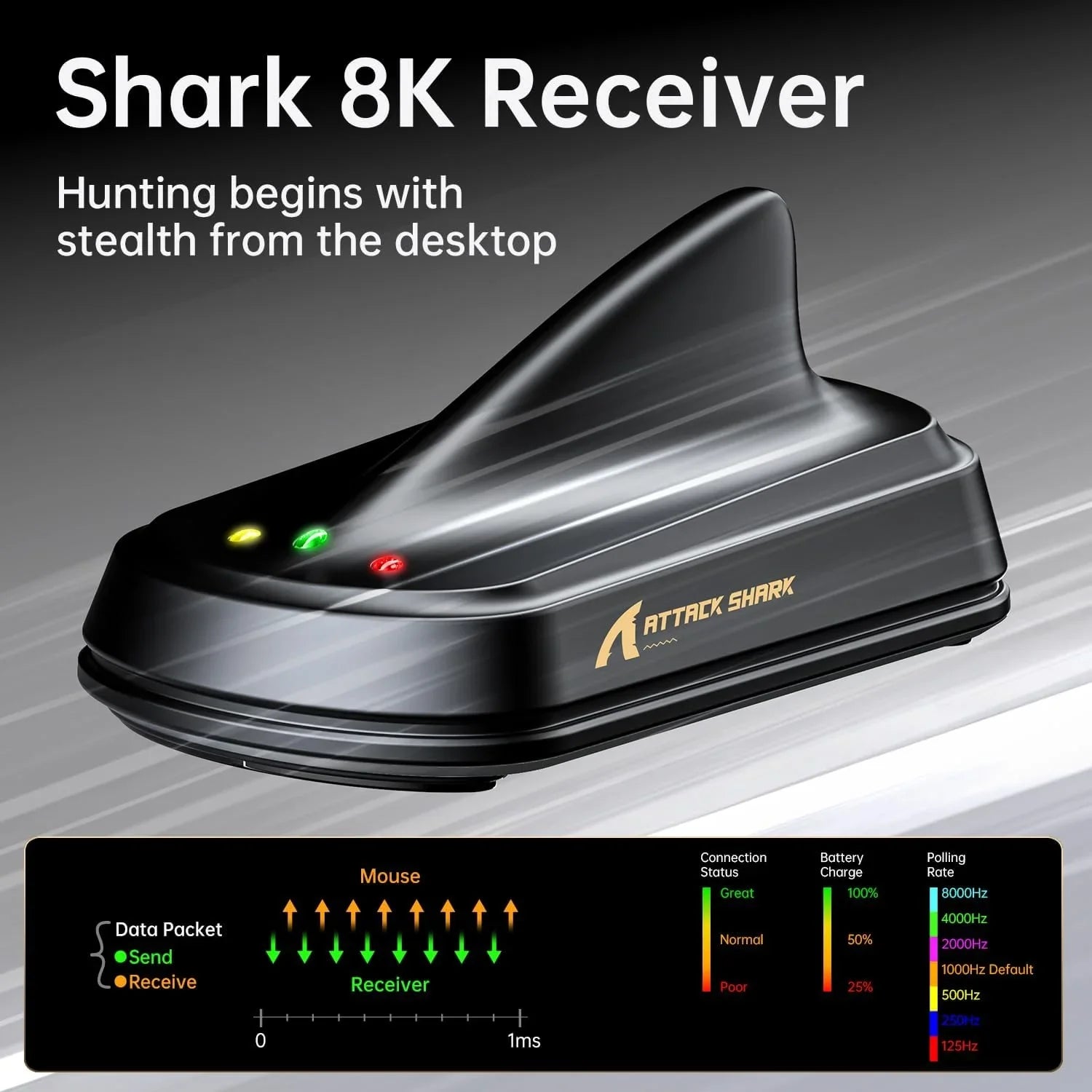 Attack shark x11 ultra 8k carbon fiber wireless gaming mouse with 42000