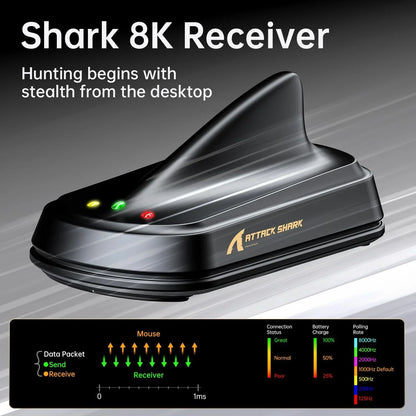 Attack shark x11 ultra 8k carbon fiber wireless gaming mouse with 42000