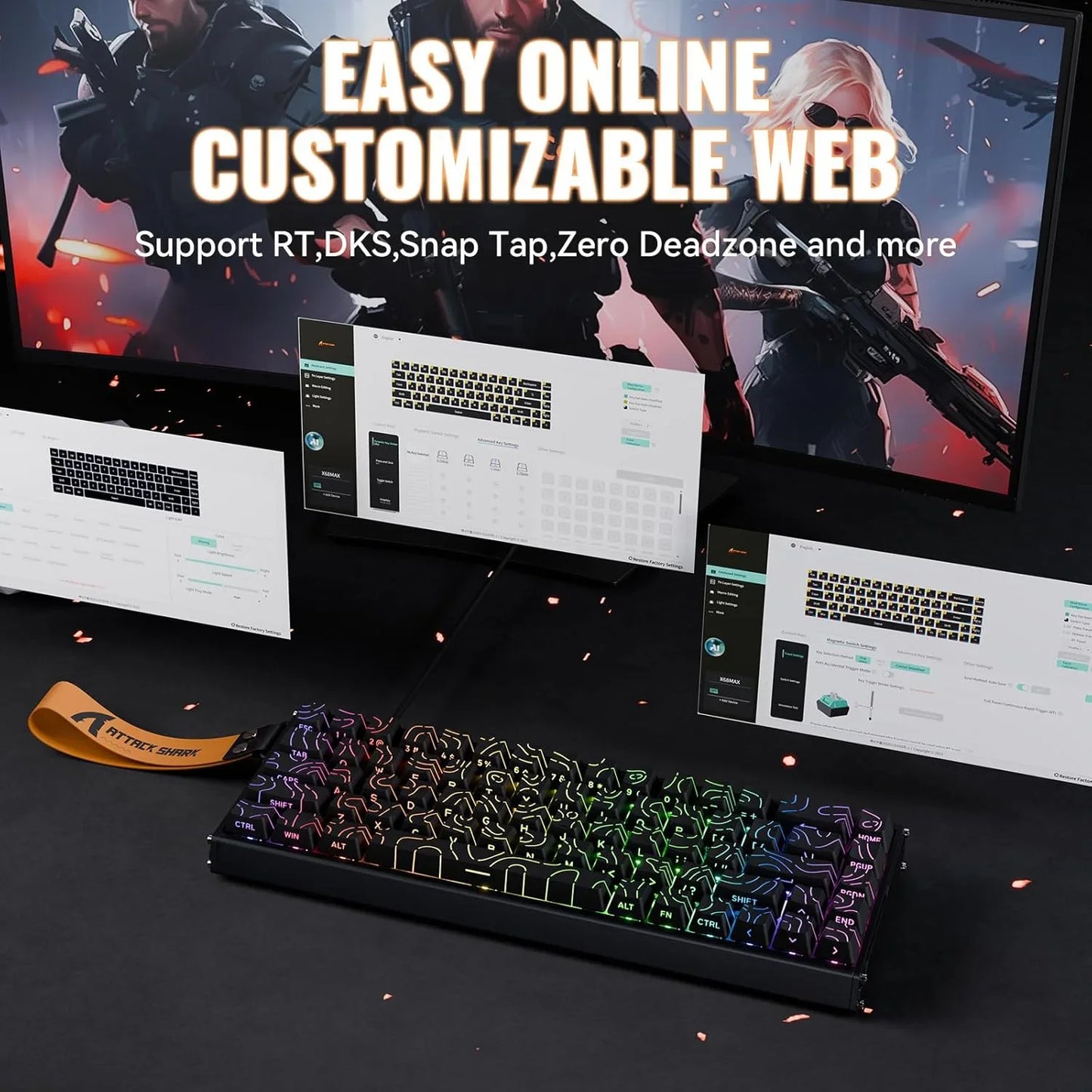 Attack shark x68max he wired rapid trigger mechanical creamy tkl rgb gaming