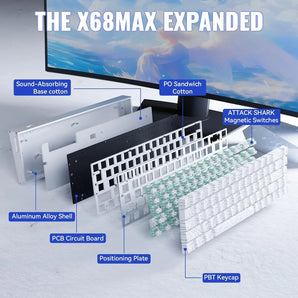 Attack shark x68max he wired rapid trigger mechanical creamy tkl rgb gaming