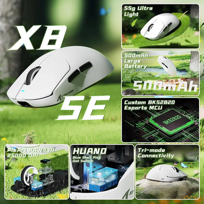 Attack shark x8 se wireless gaming mouse,55g ultra-lightweight wired/bt/2.4ghz