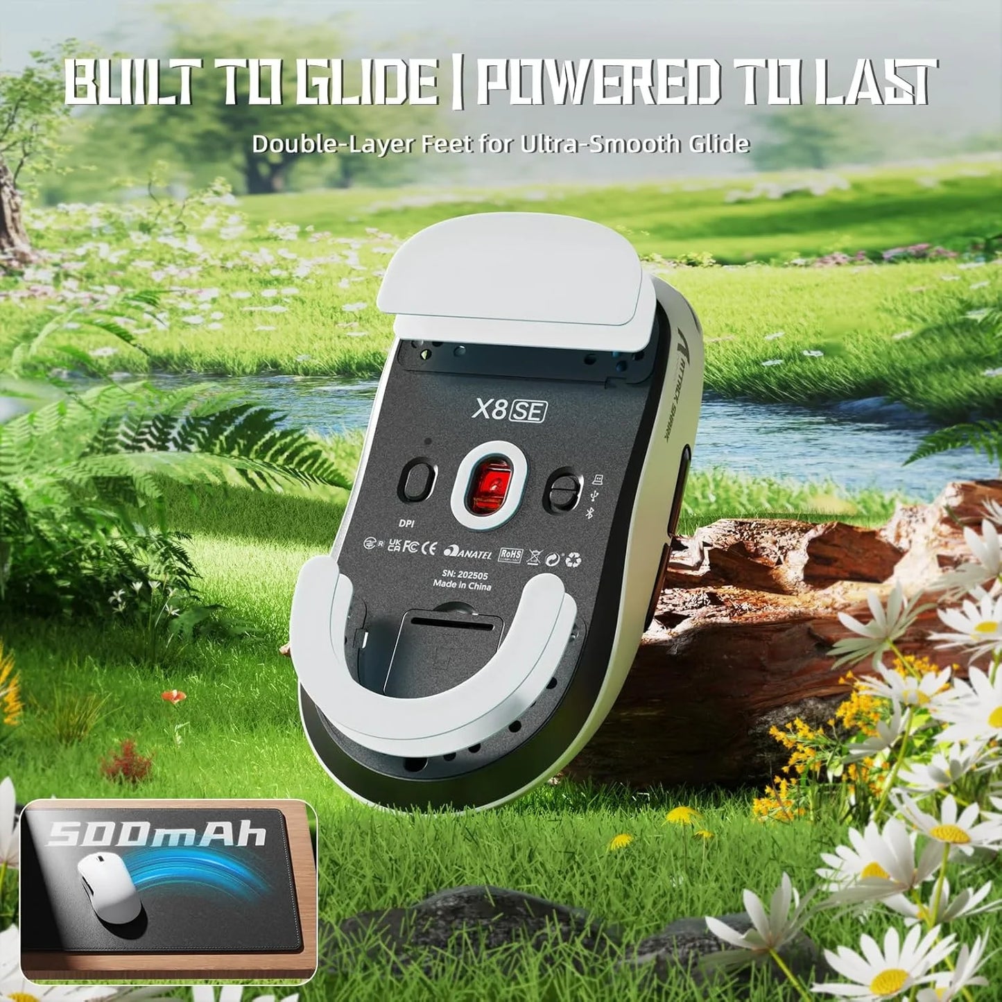 Attack shark x8 se wireless gaming mouse,55g ultra-lightweight wired/bt/2.4ghz