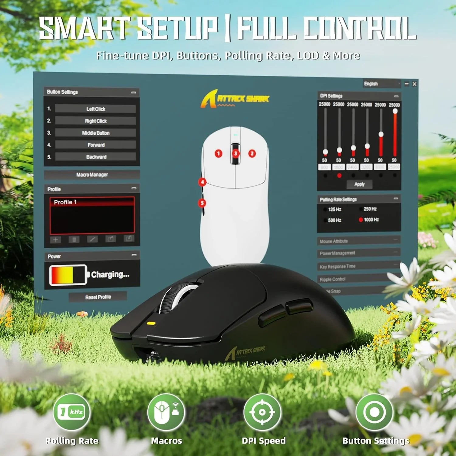 Attack shark x8 se wireless gaming mouse,55g ultra-lightweight wired/bt/2.4ghz