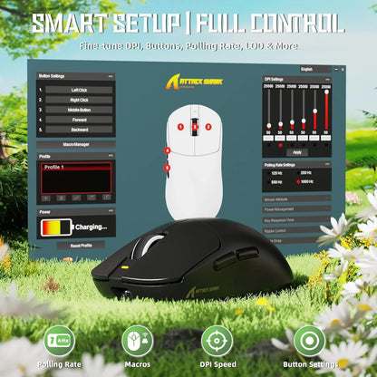 Attack shark x8 se wireless gaming mouse,55g ultra-lightweight wired/bt/2.4ghz
