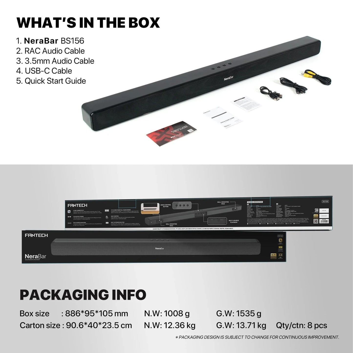 Fantech bs156 nerabar soundbar speaker soundbars
