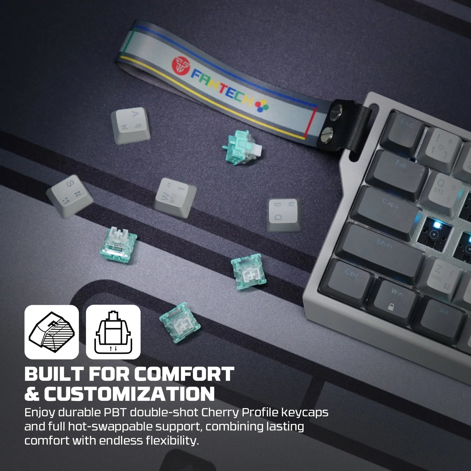 Fantech keyboard atom he68 mk922 magnetic switch 8000 hz – gray keyboards
