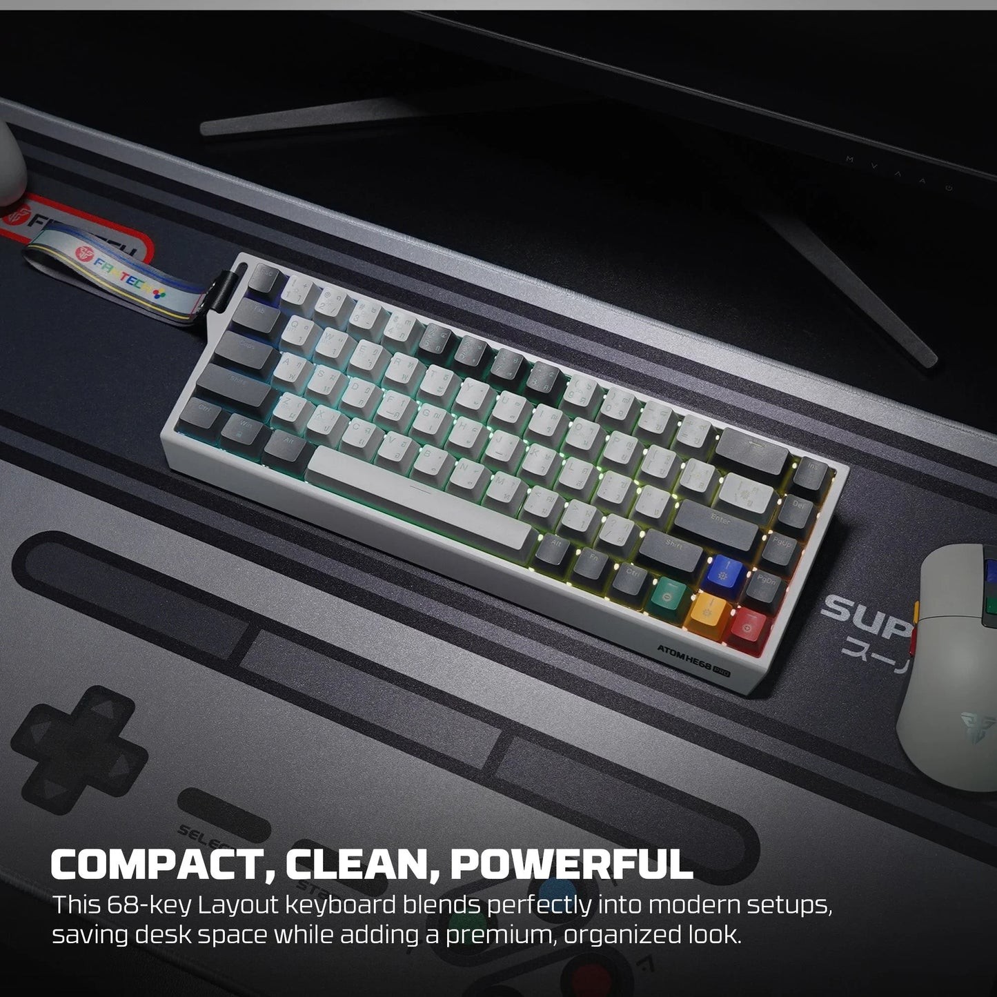 Fantech keyboard atom he68 mk922 magnetic switch 8000 hz – gray keyboards