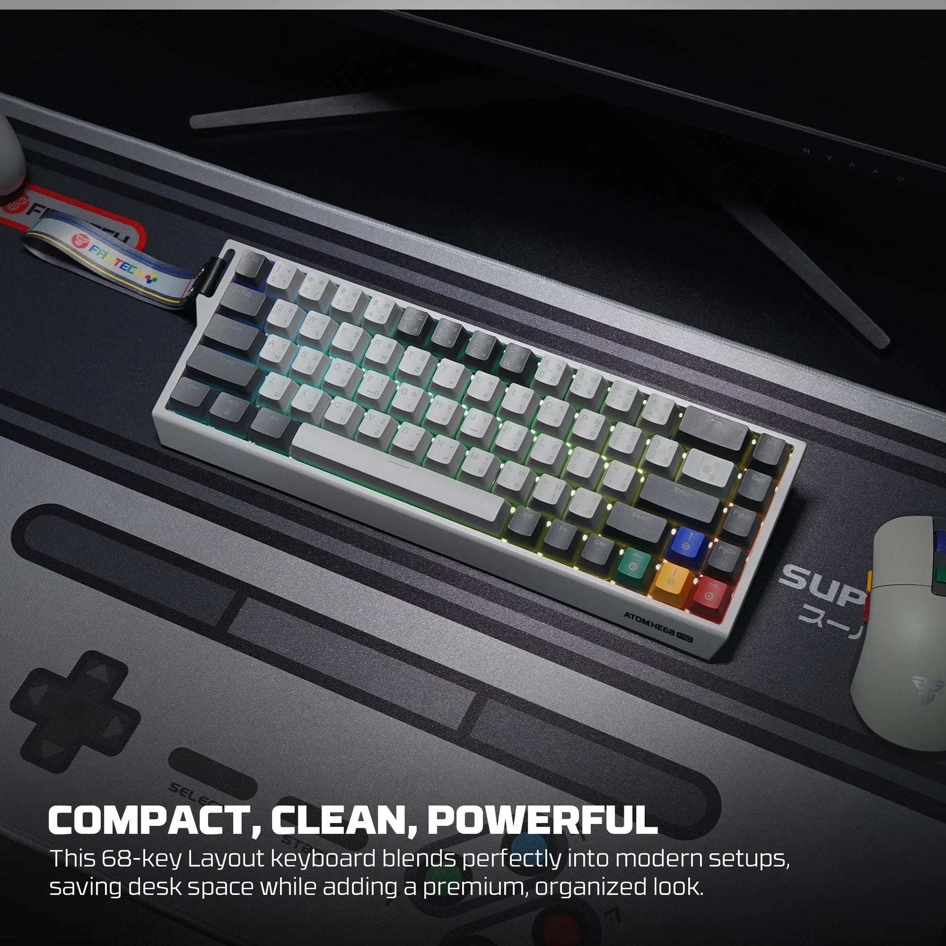 Fantech keyboard atom he68 mk922 magnetic switch 8000 hz – gray keyboards