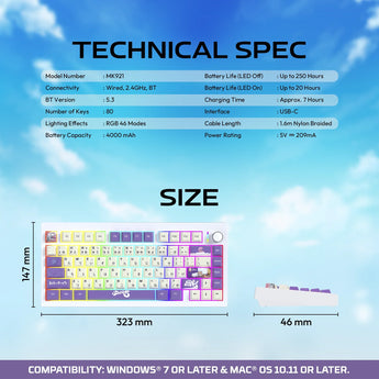 Fantech mk921 maxfit8 qmk mechanical keyboard pink keyboards