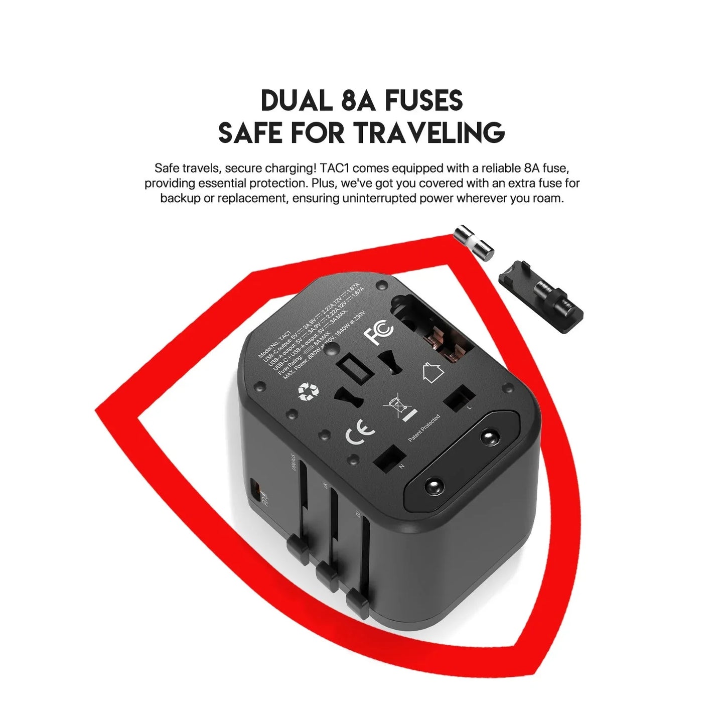 Fantech tac1 power cube travel multi adapter travel plug adapters
