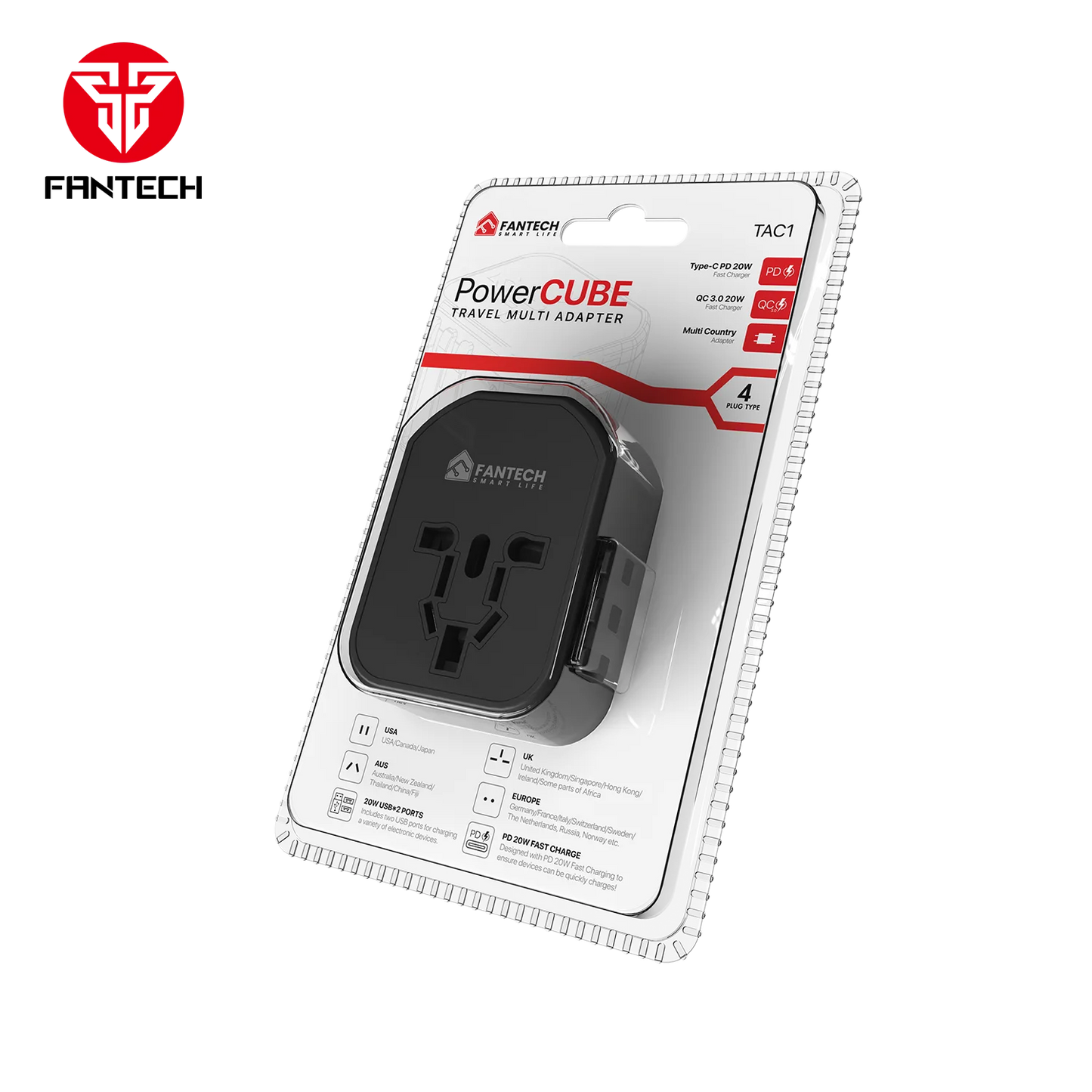 Fantech tac1 power cube travel multi adapter travel plug adapters