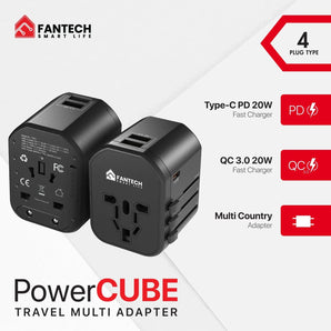 Fantech tac1 power cube travel multi adapter travel plug adapters
