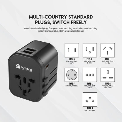Fantech tac1 power cube travel multi adapter travel plug adapters