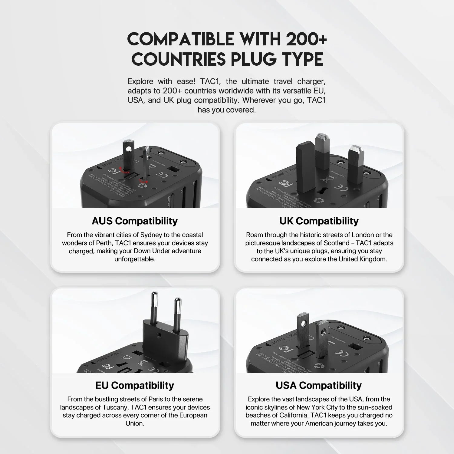 Fantech tac1 power cube travel multi adapter travel plug adapters