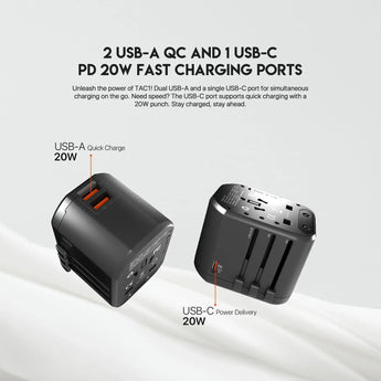 Fantech tac1 power cube travel multi adapter travel plug adapters