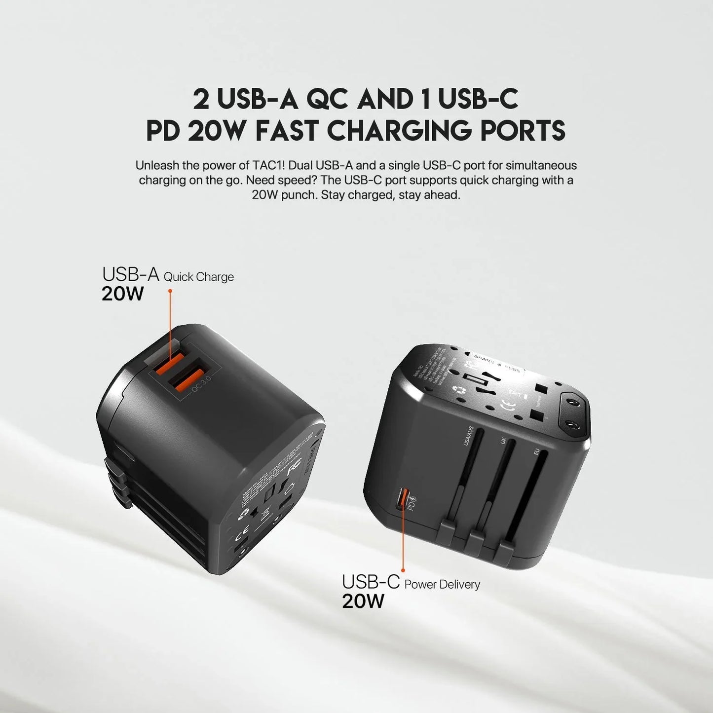 Fantech tac1 power cube travel multi adapter travel plug adapters