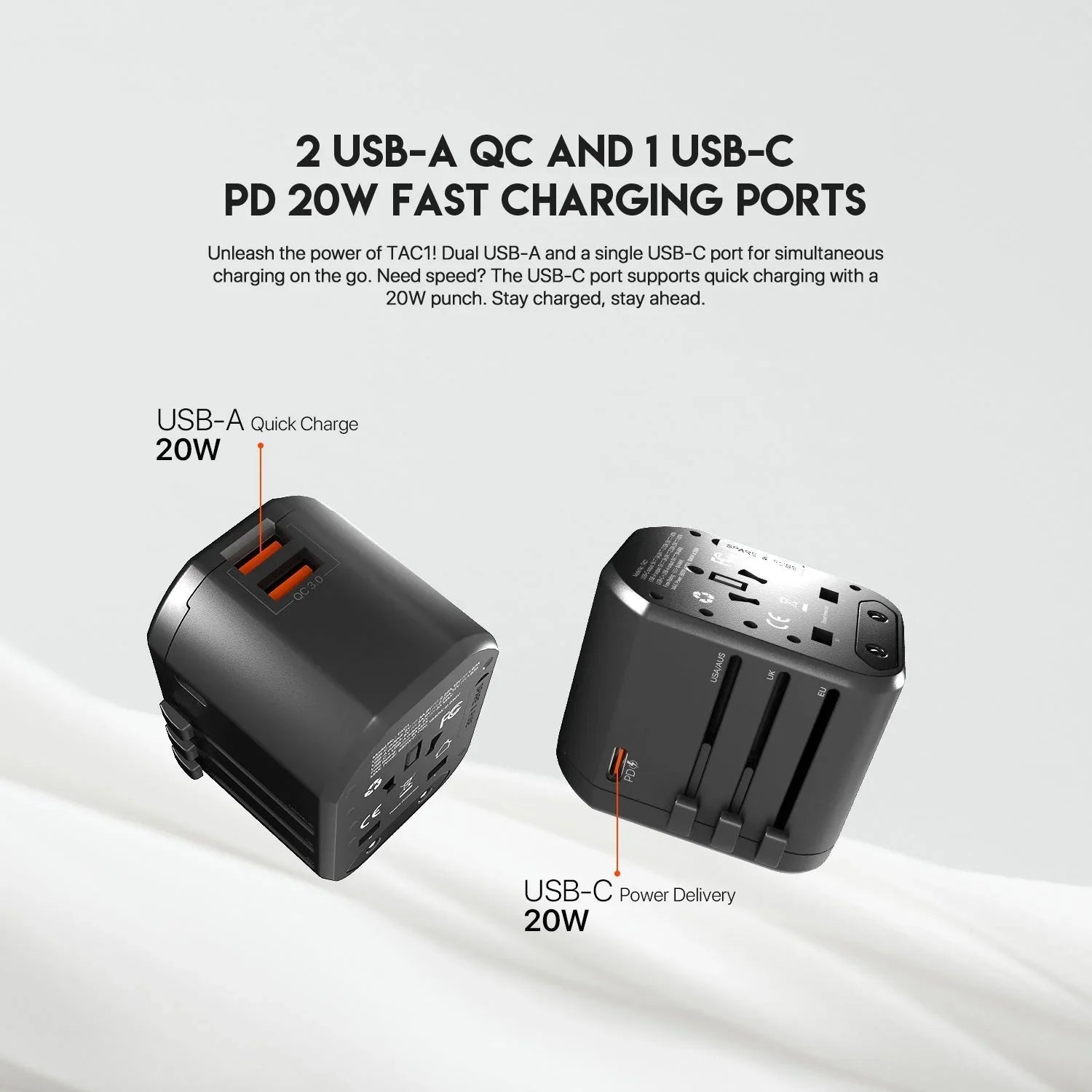 Fantech tac1 power cube travel multi adapter travel plug adapters