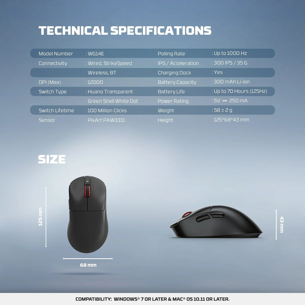 Fantech wg14e yari e ergonomic wireless gaming mouse mice & trackballs