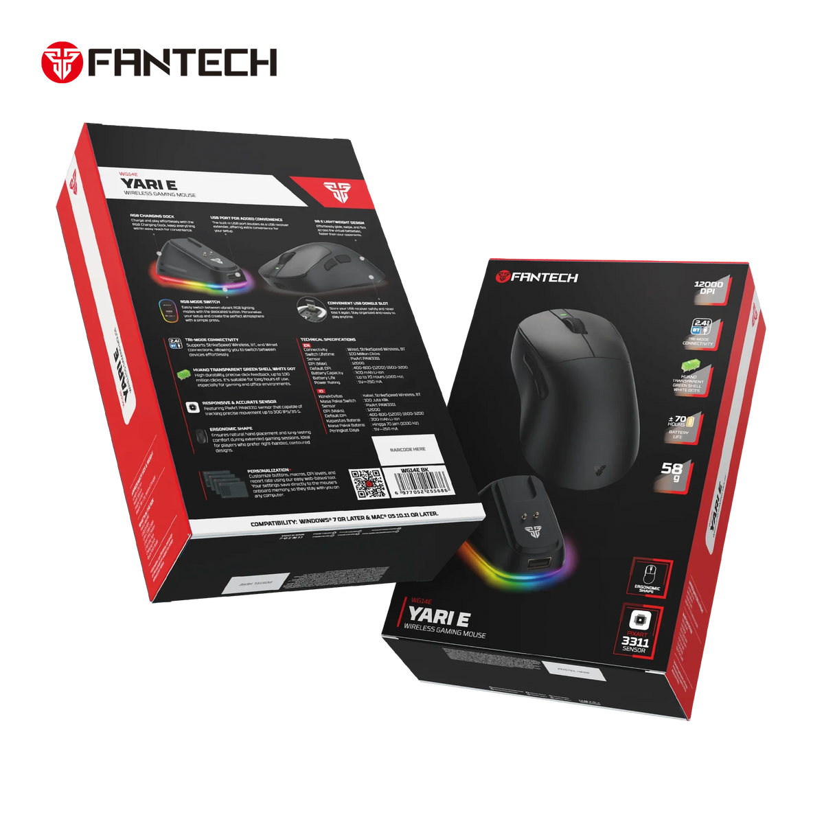 Fantech wg14e yari e ergonomic wireless gaming mouse mice & trackballs