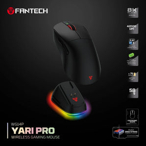 Fantech wg14p lightweight wireless gaming mouse paw3950 sensor 8khz polling