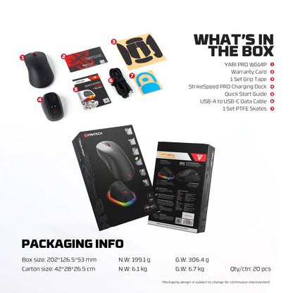 Fantech wg14p lightweight wireless gaming mouse paw3950 sensor 8khz polling