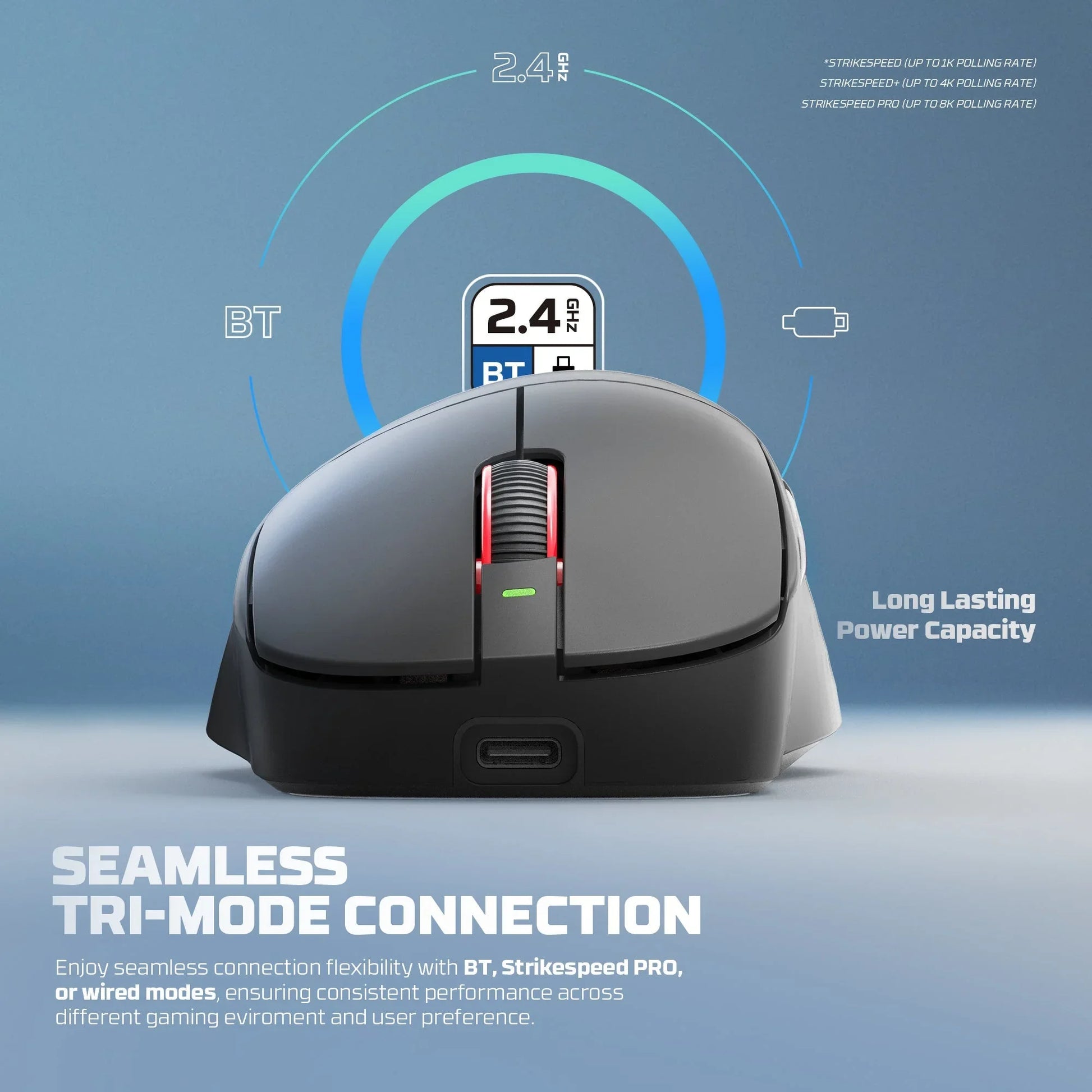 Fantech wg14p lightweight wireless gaming mouse paw3950 sensor 8khz polling