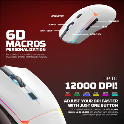 Fantech wg7v2rd crypto ii wireless gaming mouse white mice & trackballs