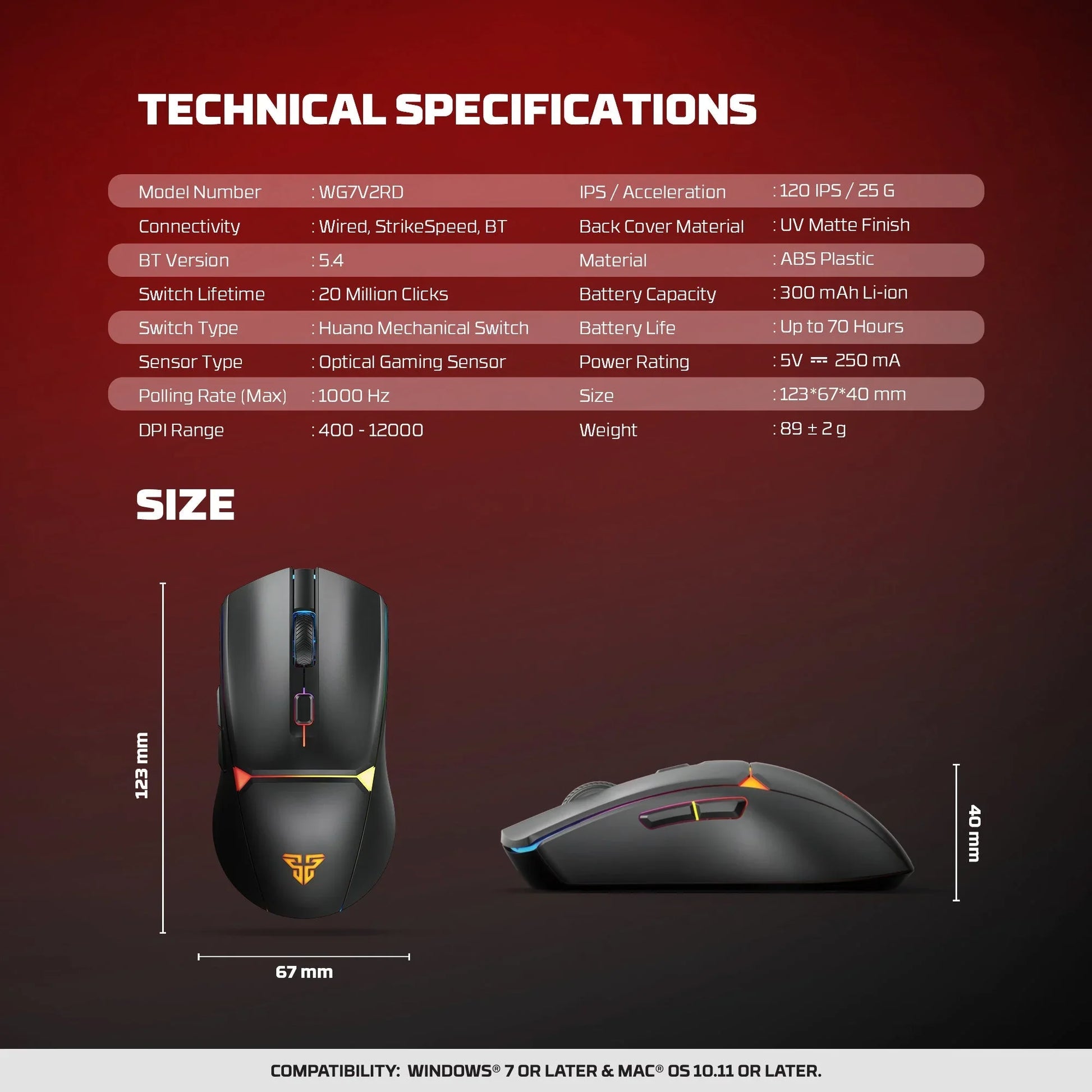 Fantech wg7v2rd crypto ii wireless gaming mouse white mice & trackballs