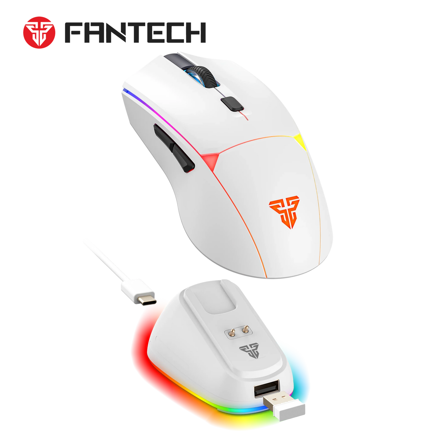 Fantech wg7v2rd crypto ii wireless gaming mouse white mice & trackballs