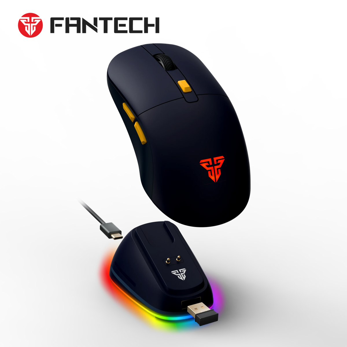 Fantech wg9rd wireless gaming mouse with charging magnetic base three mode