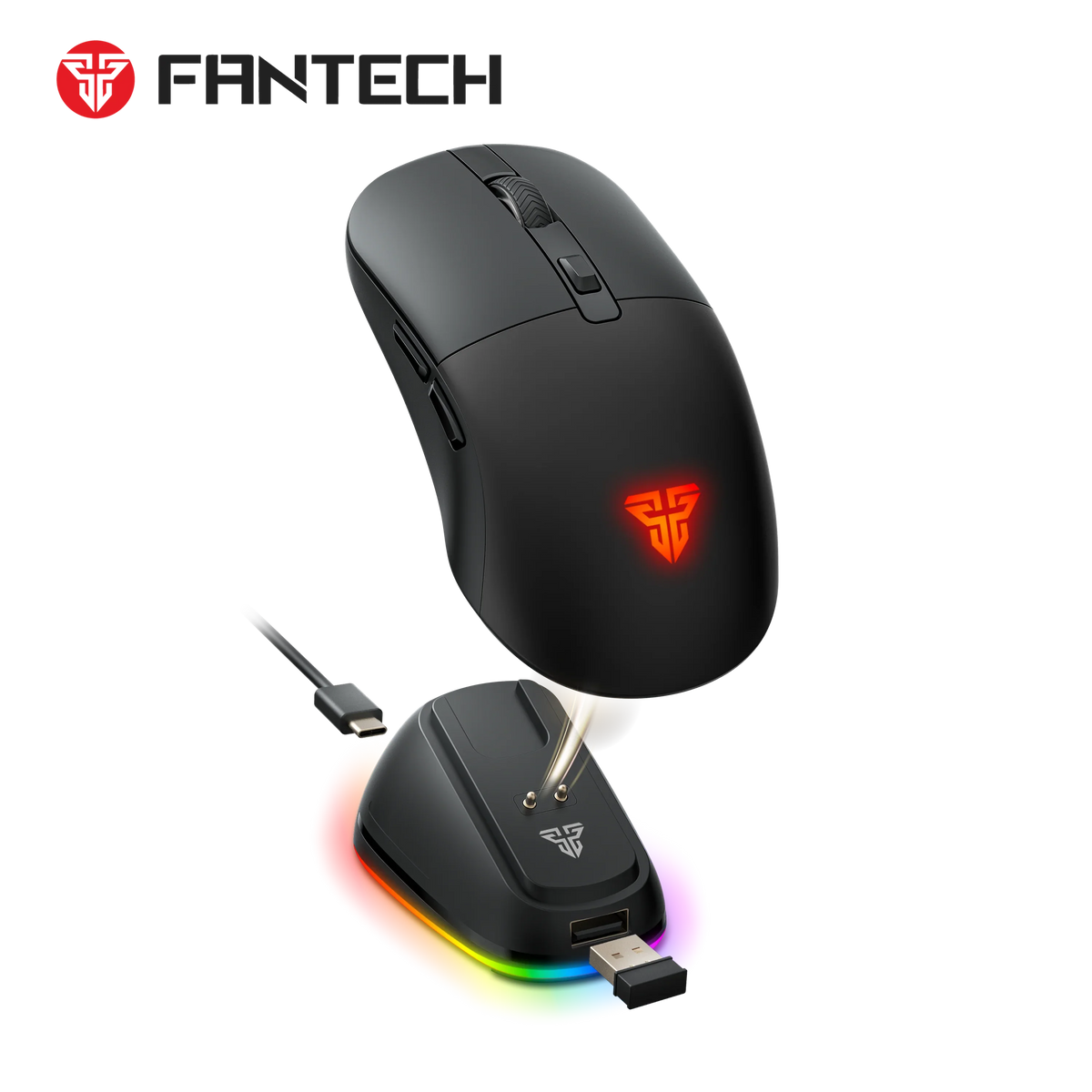 Fantech wg9rd wireless gaming mouse with charging magnetic base three mode