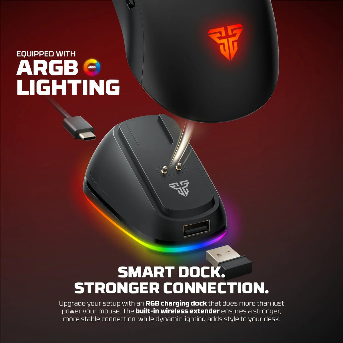 Fantech wg9rd wireless gaming mouse with charging magnetic base three mode