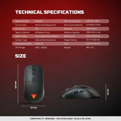Fantech wg9rd wireless gaming mouse with charging magnetic base three mode