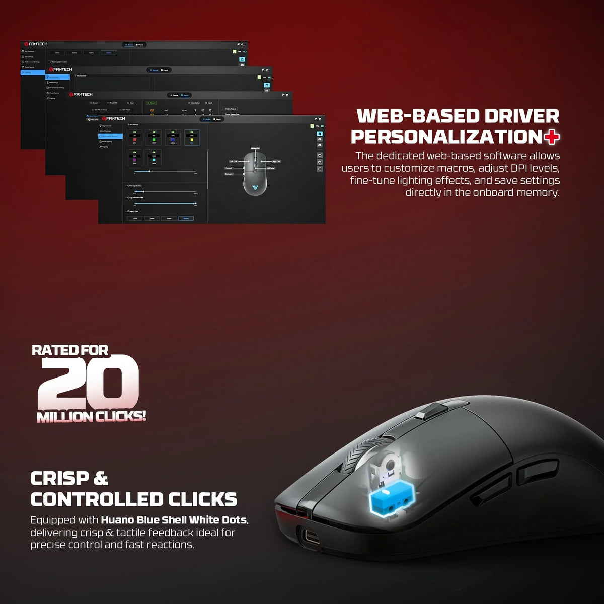 Fantech wg9rd wireless gaming mouse with charging magnetic base three mode