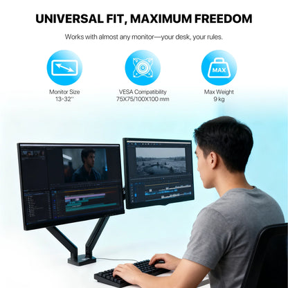 Fantech workstation mbd1 dual-arm monitor mount 90 degree for 13’’ to 32’’