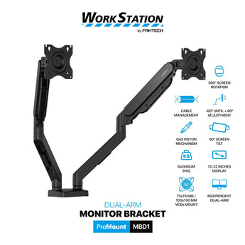 Fantech workstation mbd1 dual-arm monitor mount 90 degree for 13’’ to 32’’