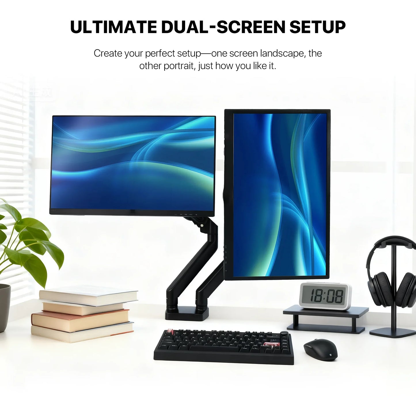 Fantech workstation mbd1 dual-arm monitor mount 90 degree for 13’’ to 32’’