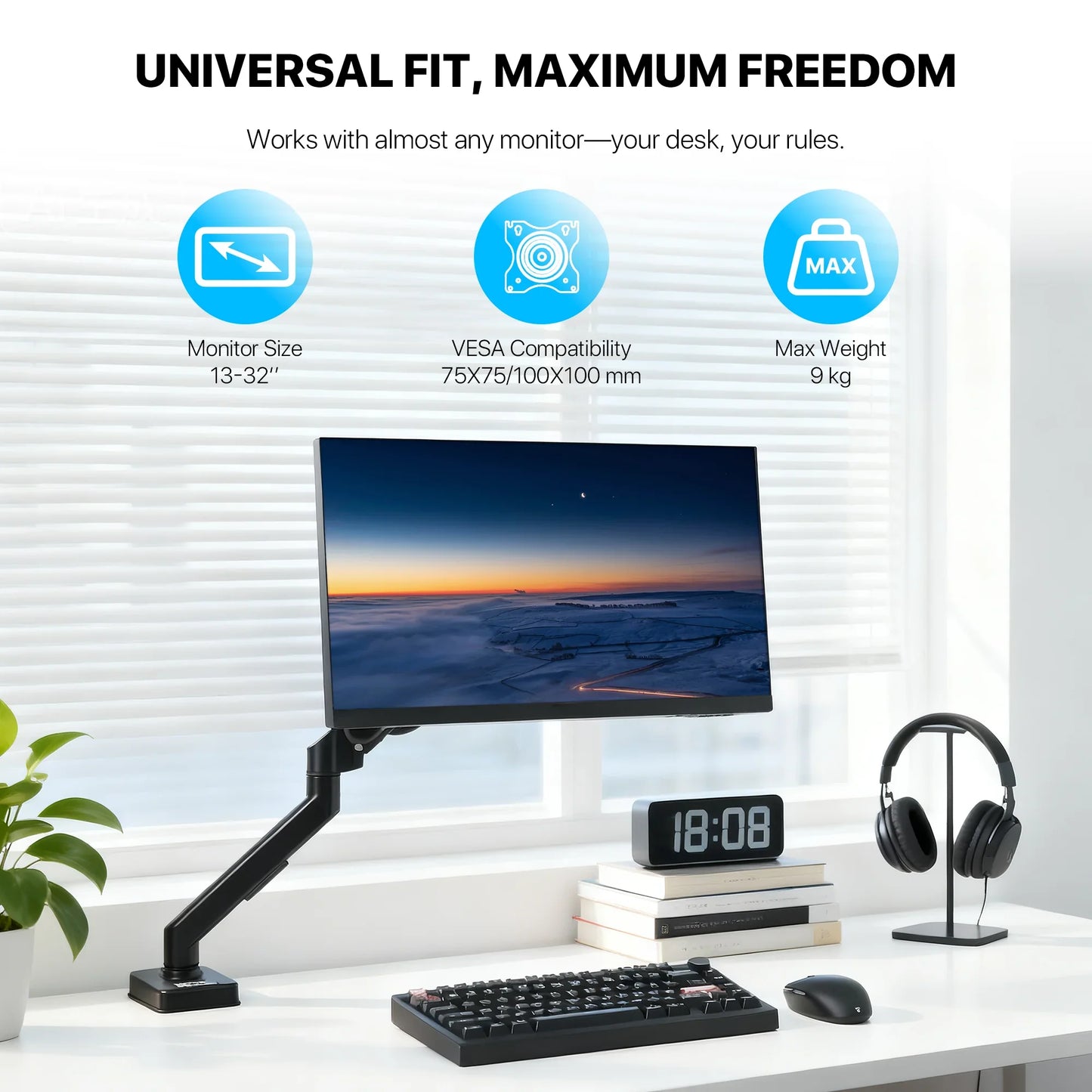 Fantech workstation mbs1 single-arm monitor mount 90 degree for 13’’ to 32’’